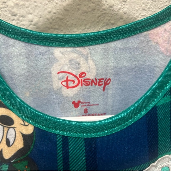 Disney Minnie Mouse Blue and Green Christmas Nightgown Size 8 - Picture 2 of 3